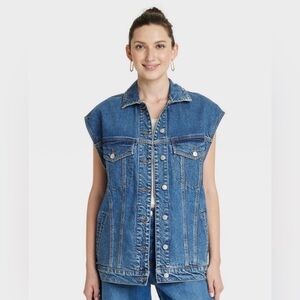 Universal Thread Woman’s Sleeveless Denim Vest Oversized Retro 80’s Vibe XL